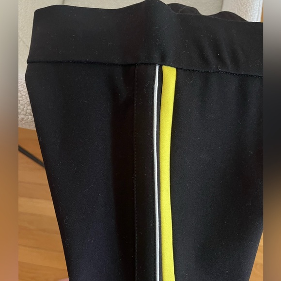Zara TRF black thick leggings with side band stripe in yellow and white-size S - Picture 9 of 13